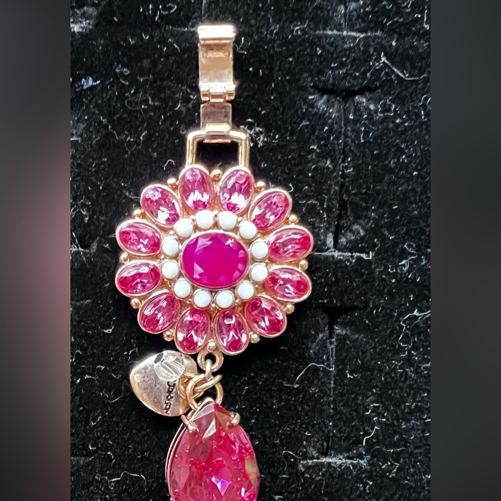 Betsey Johnson Pink Ombré and Gold Floral Bracelet